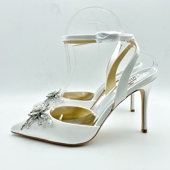 Badgley Mischka Womens Kalista Stiletto Heel US 8M EU 38.5 White Satin NIB - Picture 7 of 12